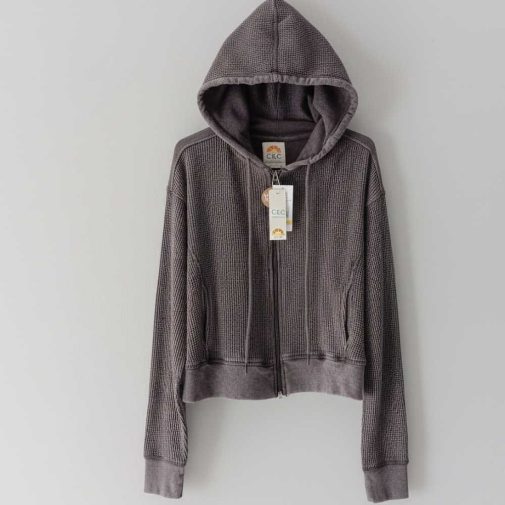 C&C California Charcoal Waffle Zip Hoodie
